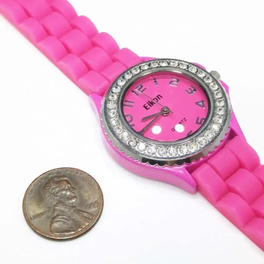 Eikon Rhinestone Hot Pink Ladies Watch, Needs Watch Battery, 9 Inches